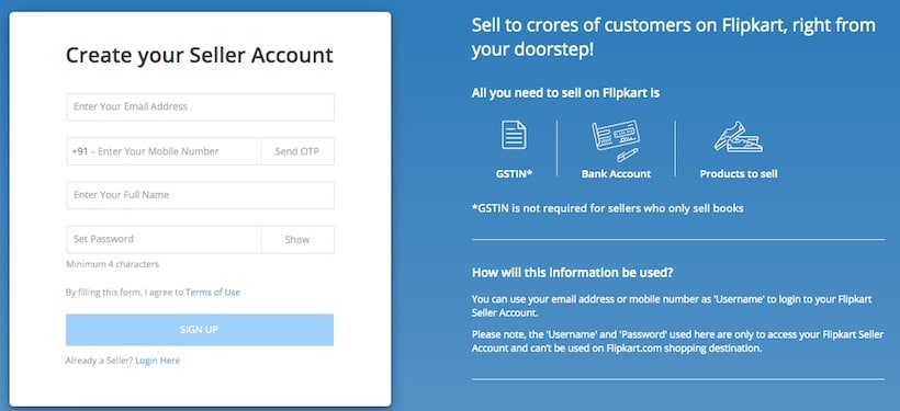 Flipkart Seller Registration