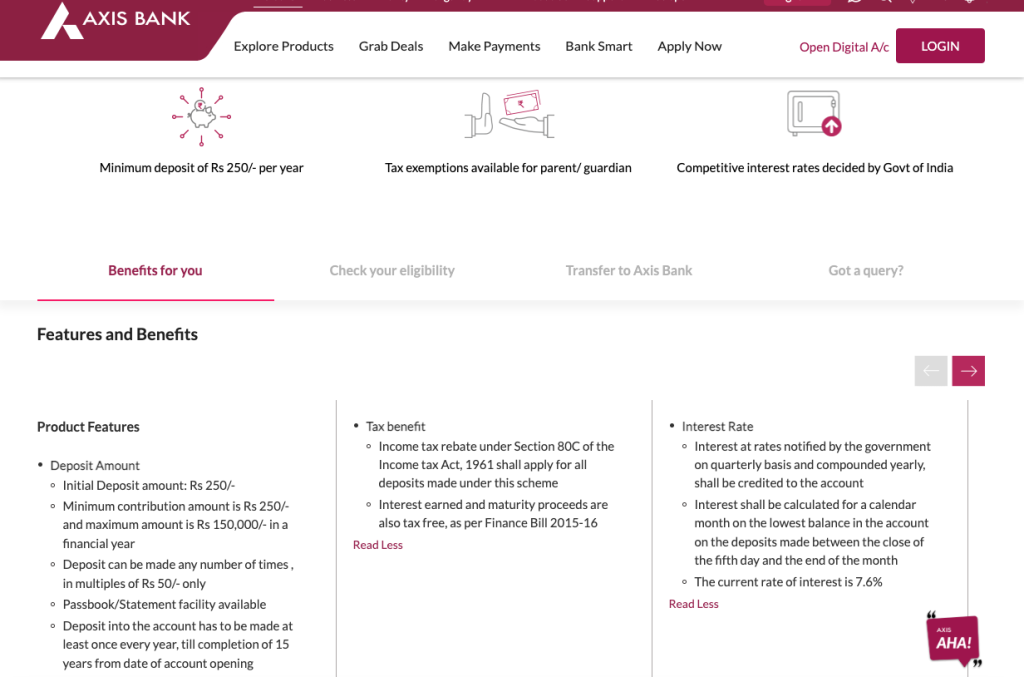 Axis Bank Sukanya Samriddhi Account