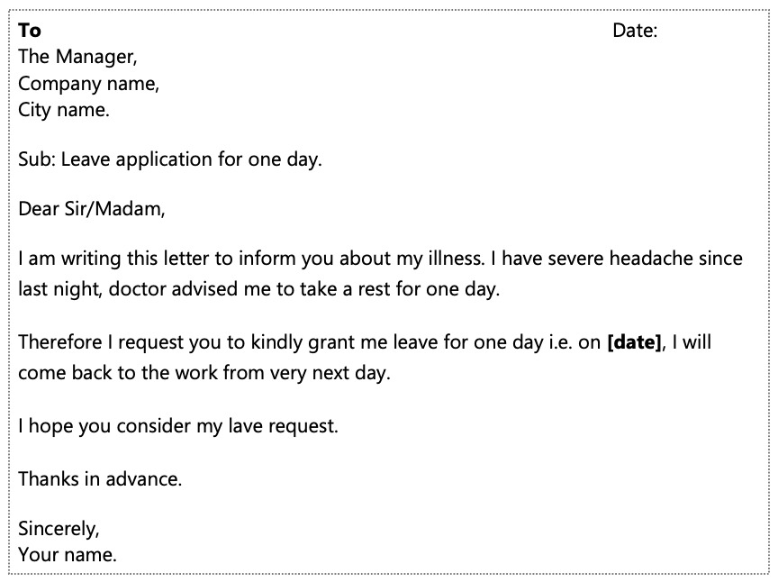 One-Day-Leave-Application